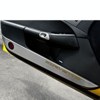 C6 Corvette Door Guards with Carbon Fiber Corvette Inlay - 05-12